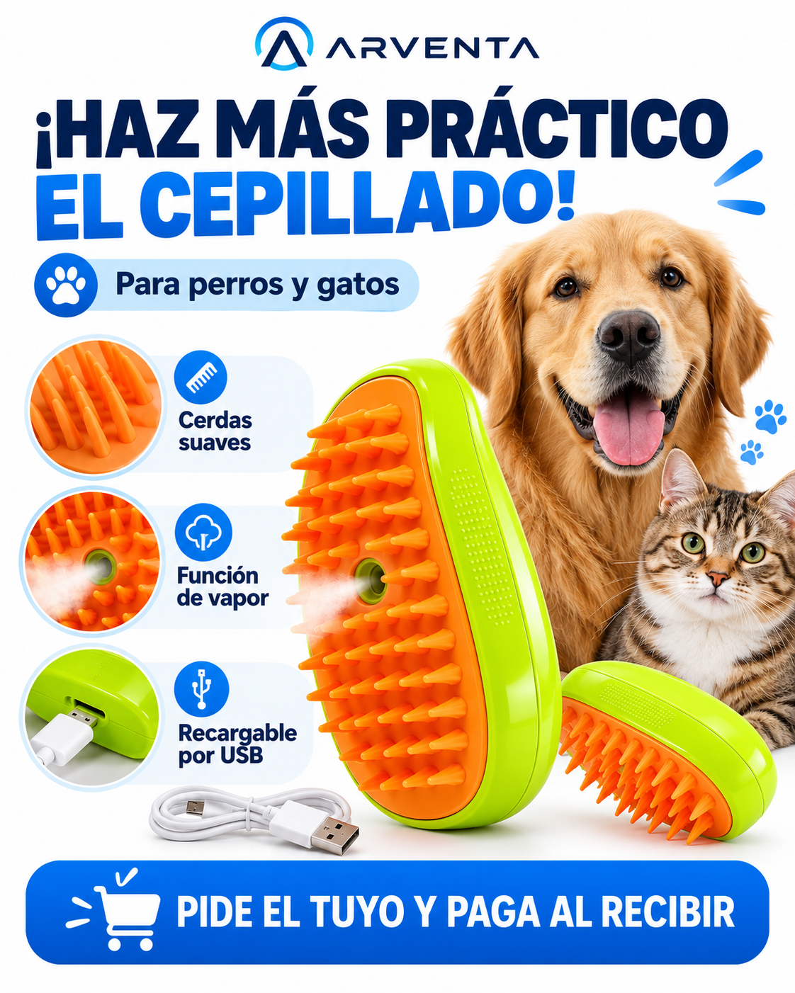 Cepillo de Vapor para Mascotas | Arventa