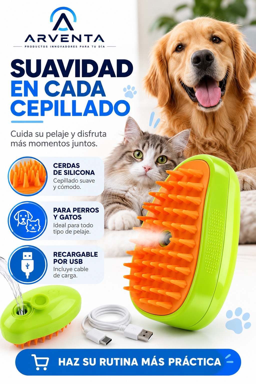 Cepillo de Vapor para Mascotas | Arventa