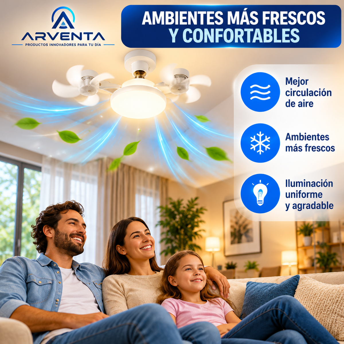 Lámpara LED con Ventilador Integrado | Arventa