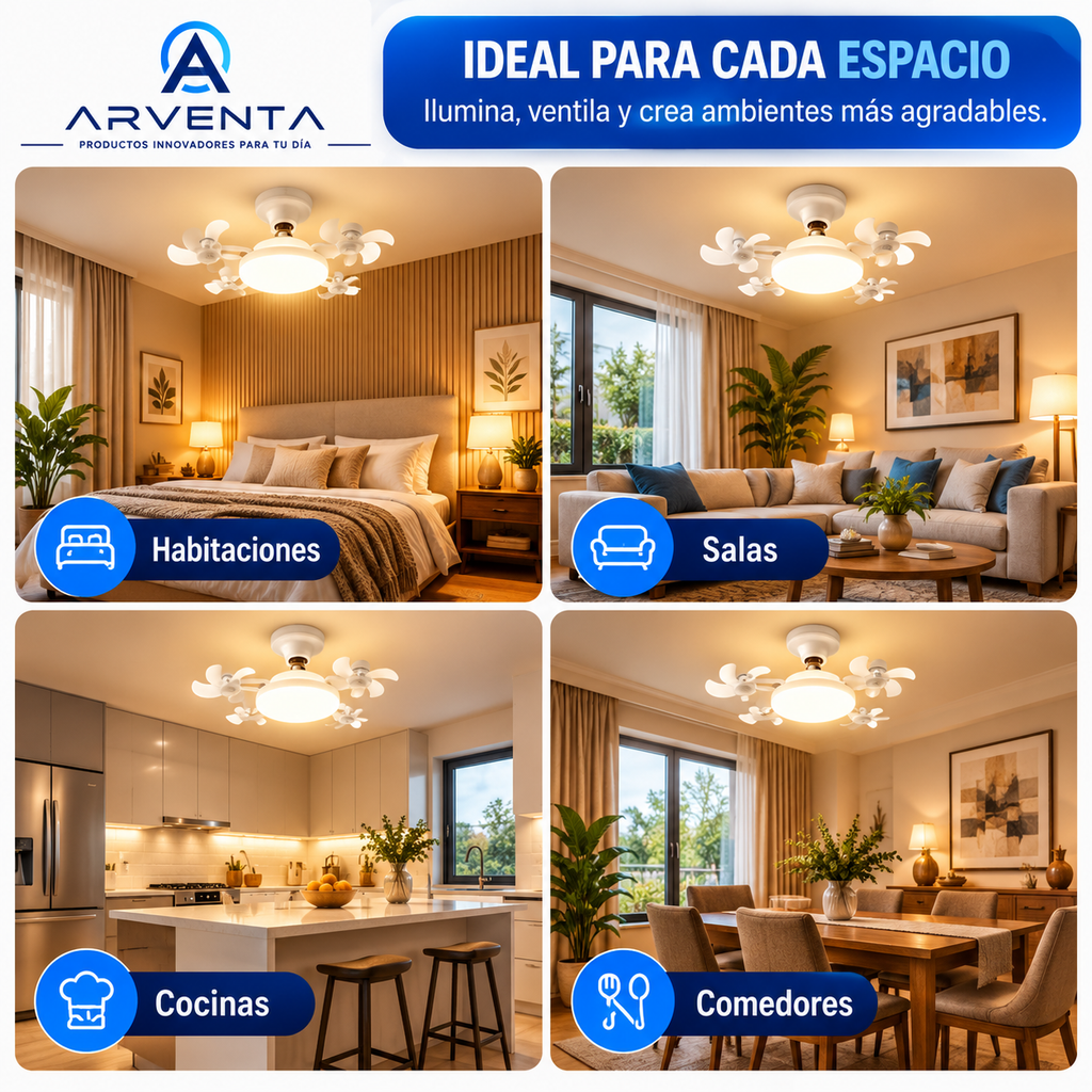 Lámpara LED con Ventilador Integrado | Arventa