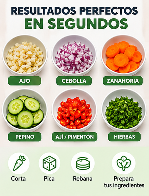 Cortador de Verduras Eléctrico 3 en 1 | Cocina Fácil y Rápida