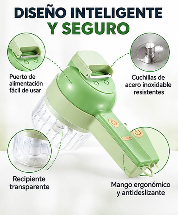 Cortador de Verduras Eléctrico 3 en 1 | Cocina Fácil y Rápida
